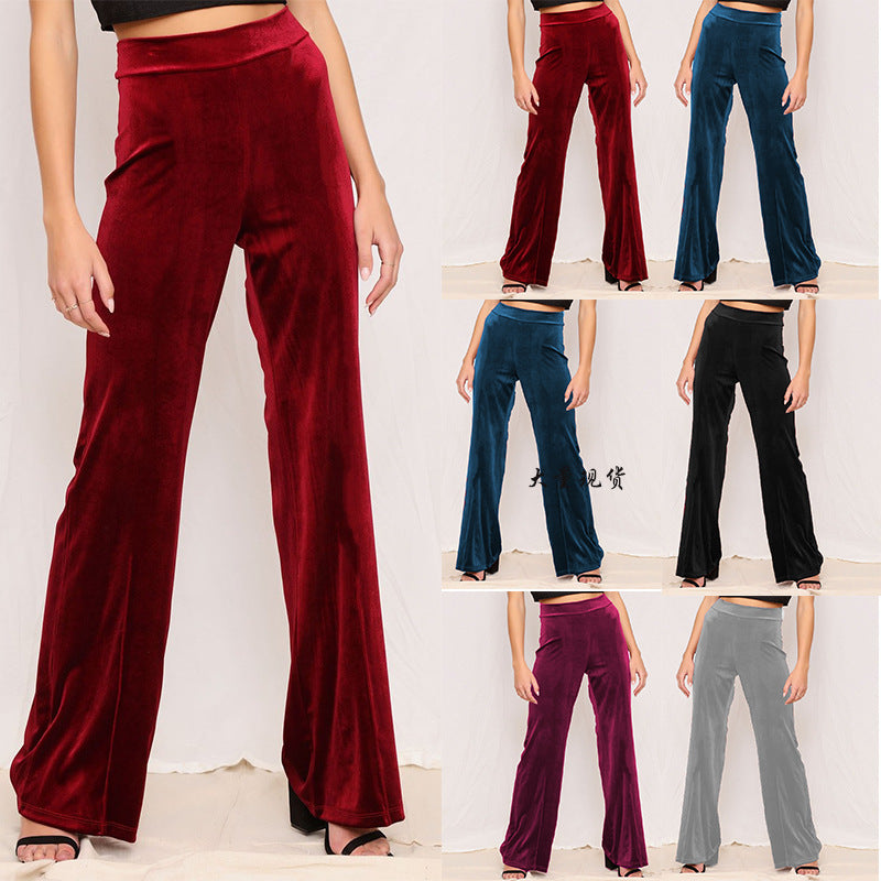 Women's Fashion Solid Color High Waist Trousers With Clothing