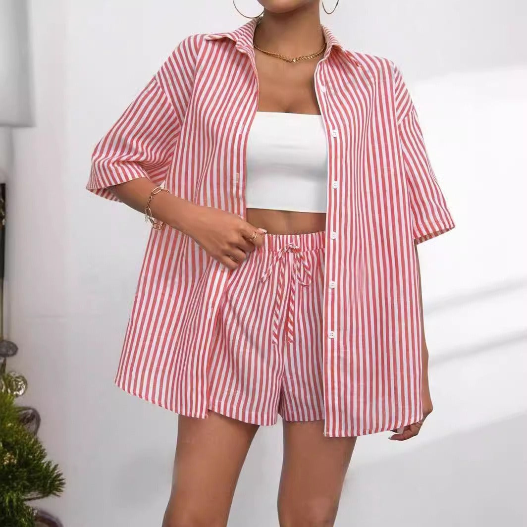 Source Lapel Striped Shirt Sleeve Two Suits