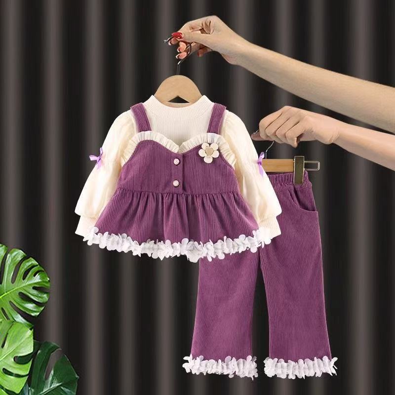 Clothes Casual Pants Three-piece Princess Suspender Children's Suit