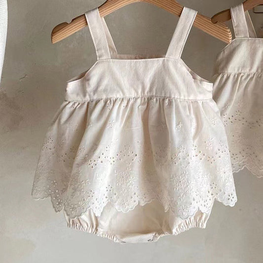 Embroidery Cute Suspenders Small Skirt Sleeveless Jumpsuit, Climbing Suit