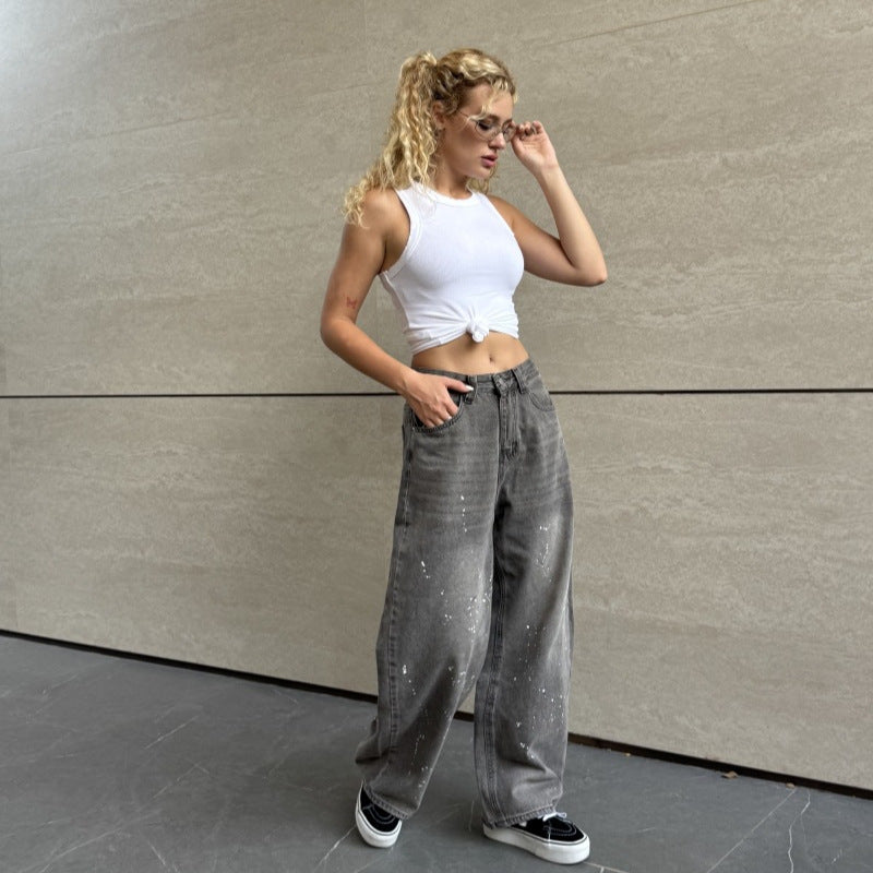 Women's High Street Hot Loose Wide Leg Women's Jeans