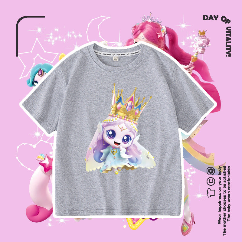 Short Sleeve Summer Fashionable Round Neck Cotton Children's T-shirt