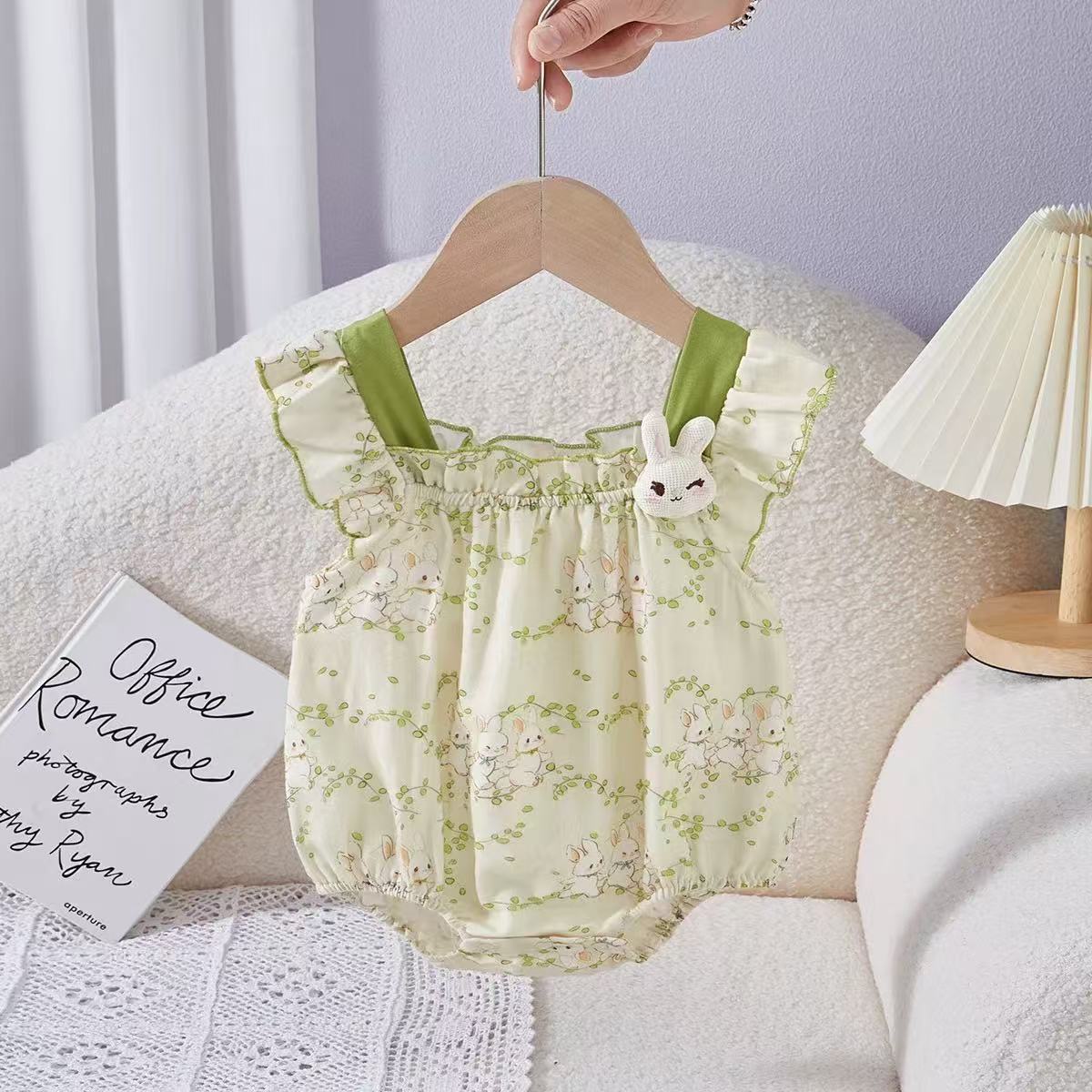 One-piece Bodysuit Cute Floral Bunny Jumpsuit Jumpsuit, Climbing Suit