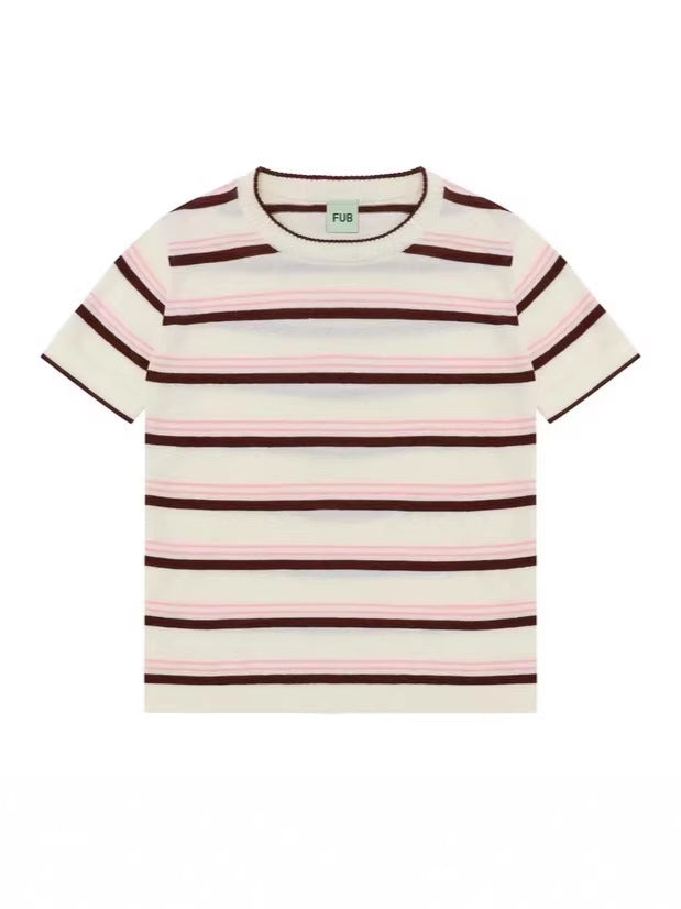 Graceful Wind Striped Color Matching Boys Children's T-shirt