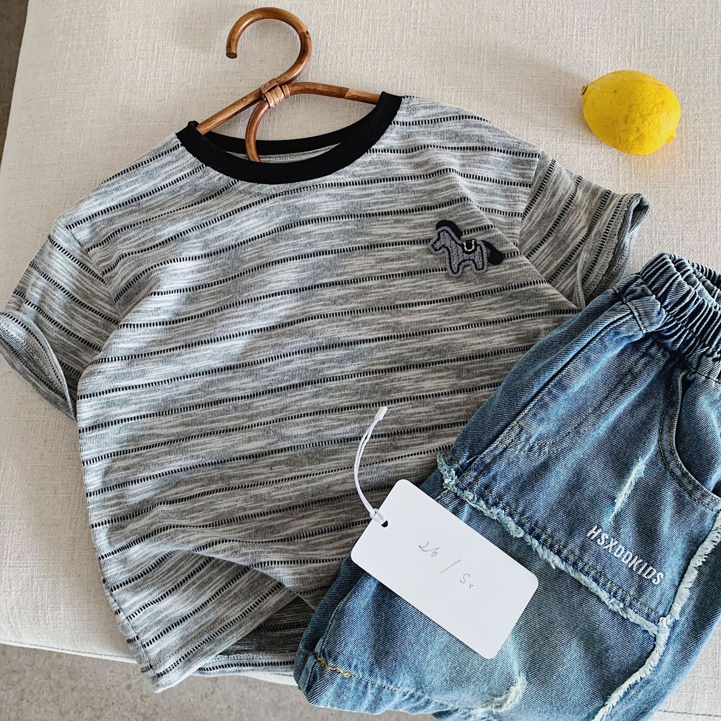 Children's Boy's Short-sleeved Summer Korean Style Striped Pullover Thin Top Boys Children's T-shirt