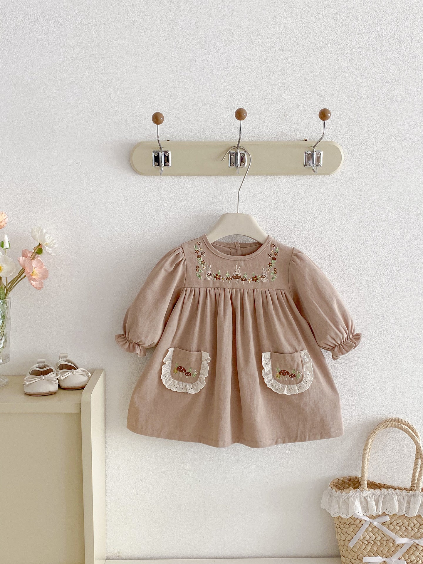 Children's Spring Preppy Princess Embroidered Infant Children's Dress