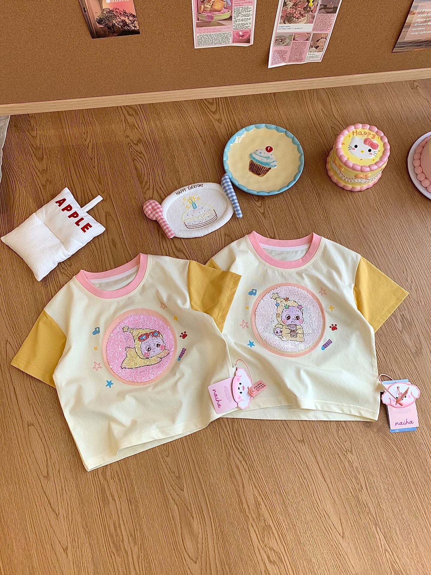 Children's Cartoon Short Sleeve Color Matching Half Children's T-shirt