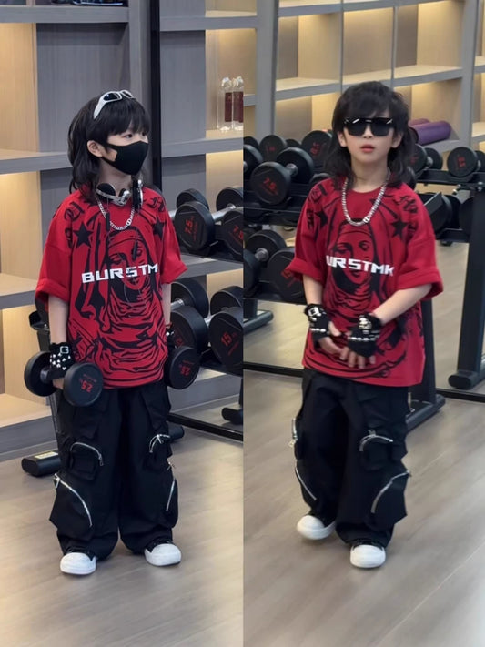 Children's Summer Short-sleeved Printed Hip Hop Trend Children's T-shirt