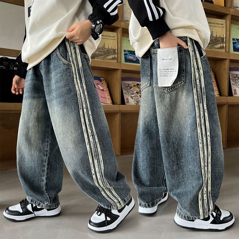 Children's Jeans Casual Straight Middle Big Autumn Clothing Children's Pants