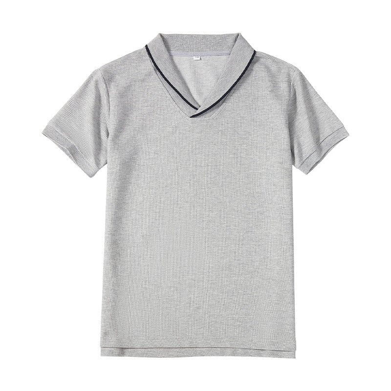Secondary School Uniform Green Collar Boys Short Sleeve Undershirt Cotton Children's T-shirt
