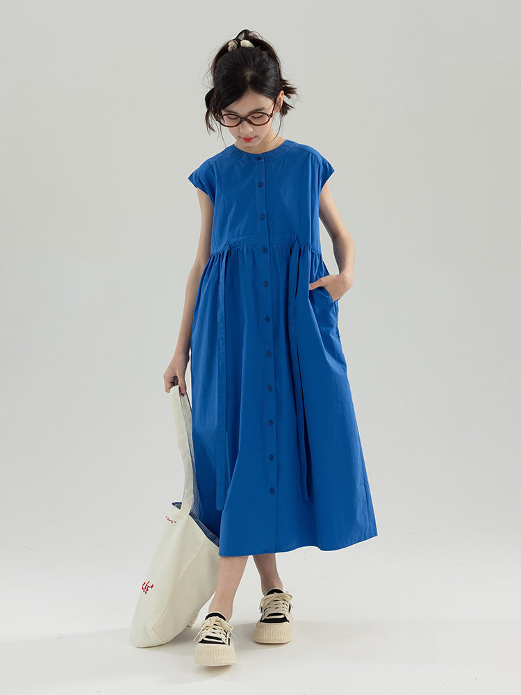 Children's Western Style Slip Summer Clothing Medium Large Wear Single-breasted Children's Dress