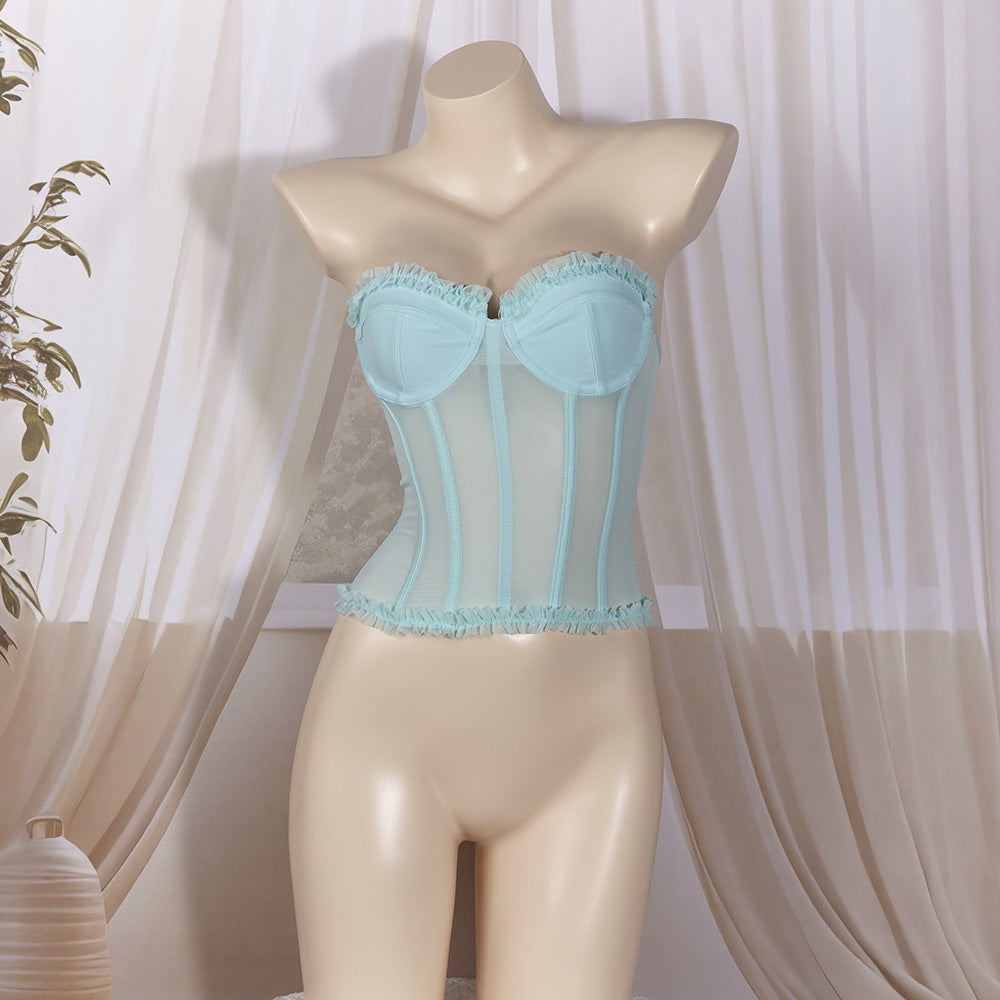 French Style Sweet Plastic Bones Body Small Vest/suspenders/tube Top