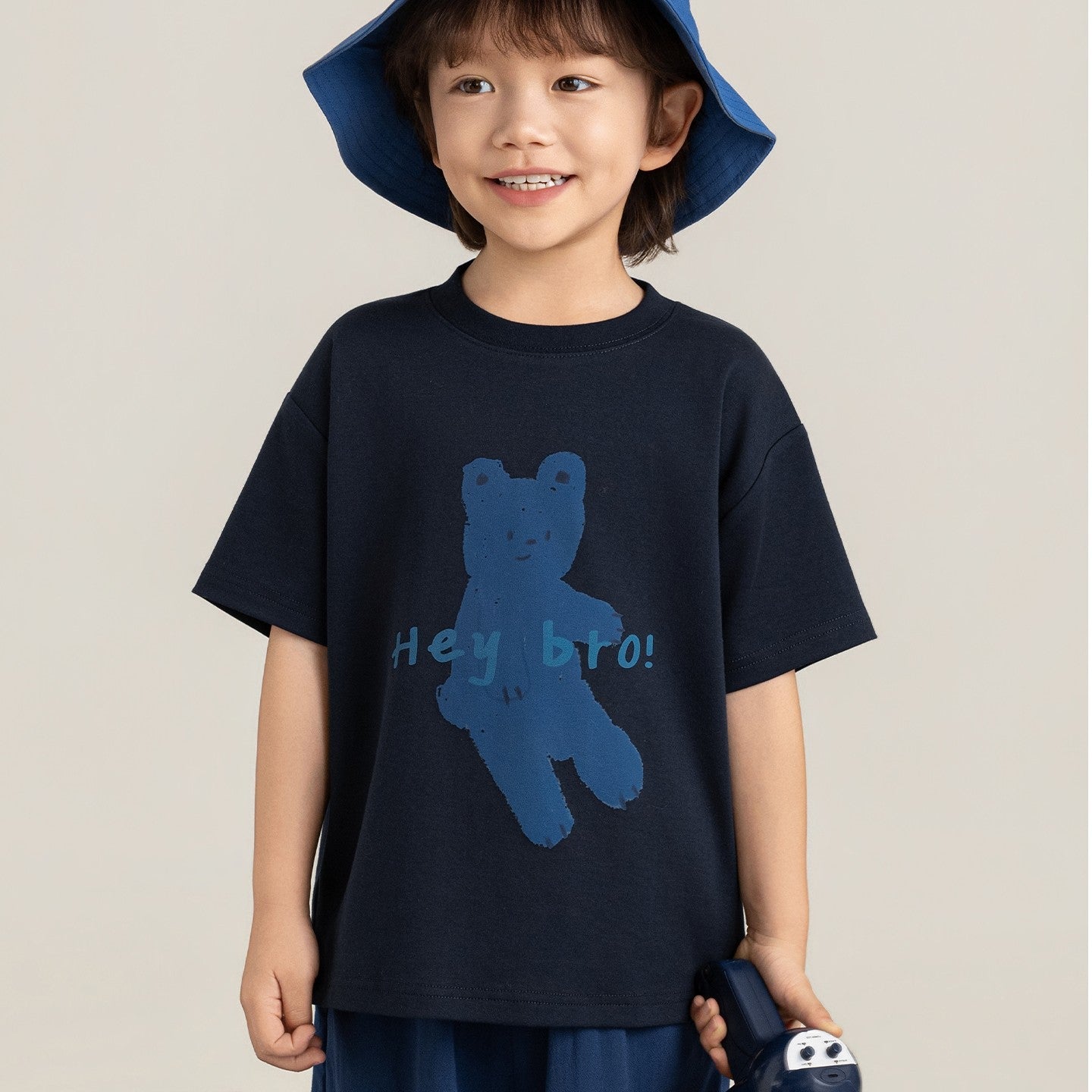 Boy's Cartoon Bear Printed Short-sleeved Summer Childlike Cute Loose Children's T-shirt