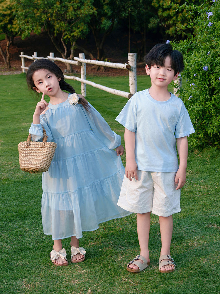 Beach Dress Seaside Vacation Style Mother Daughter Family Parent-child Outfit
