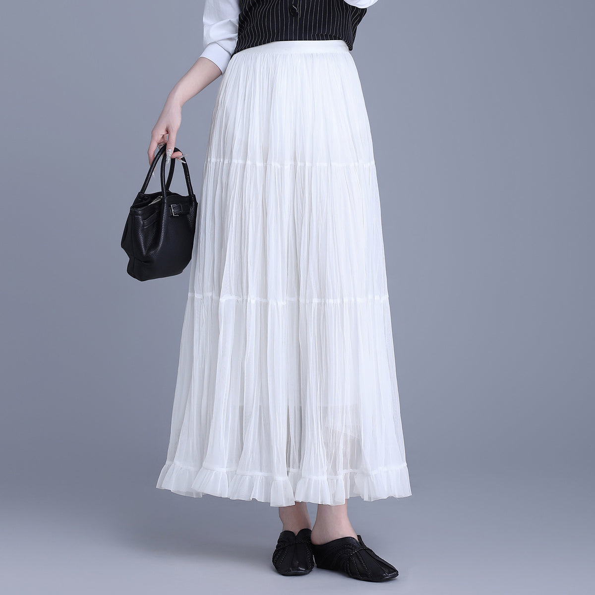 Women's High Waist A- Line Slimming Cover Long Dress Skirt