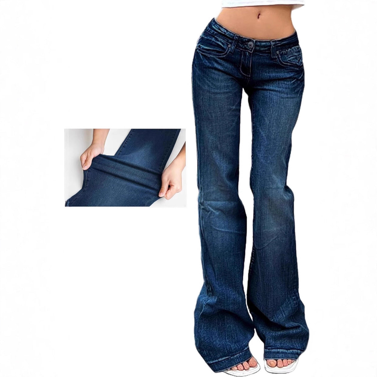 Women's American Retro Hot Low Waist Bell-bottom Slim Slimming Jeans
