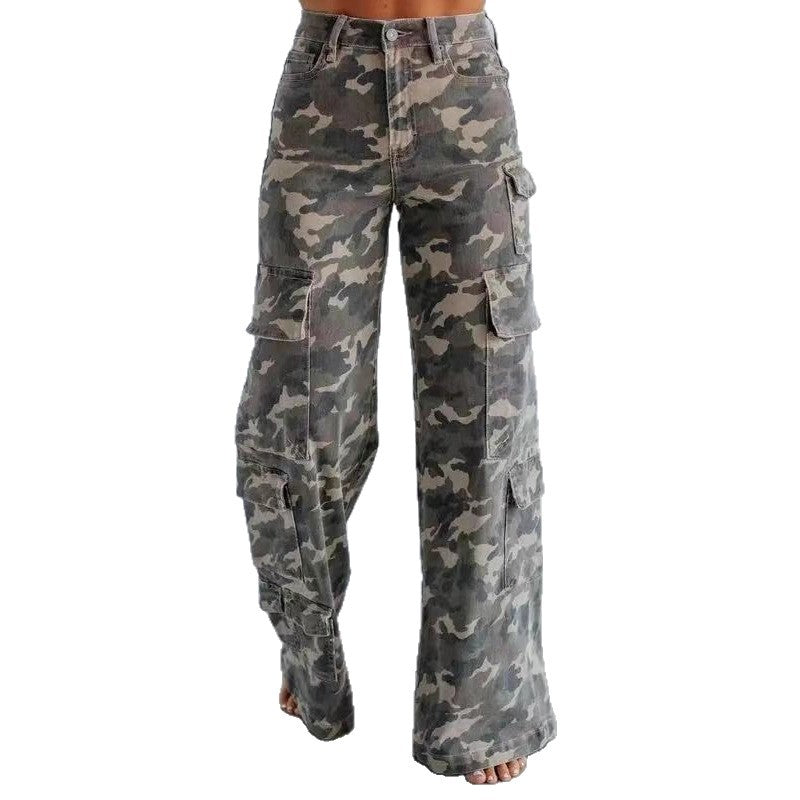 Women's Waist Wide Leg Do The Old Women's Jeans