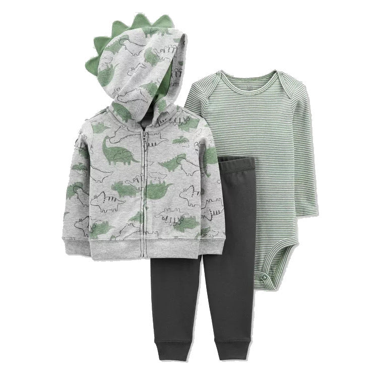 Women's & Men's Clothing Sweater Jacket Hooded Long-sleeved Romper Three-piece Children's Suit
