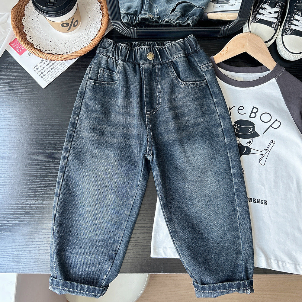 Children's Autumn Clothing Dark Denim Trousers Jeans Children's Pants