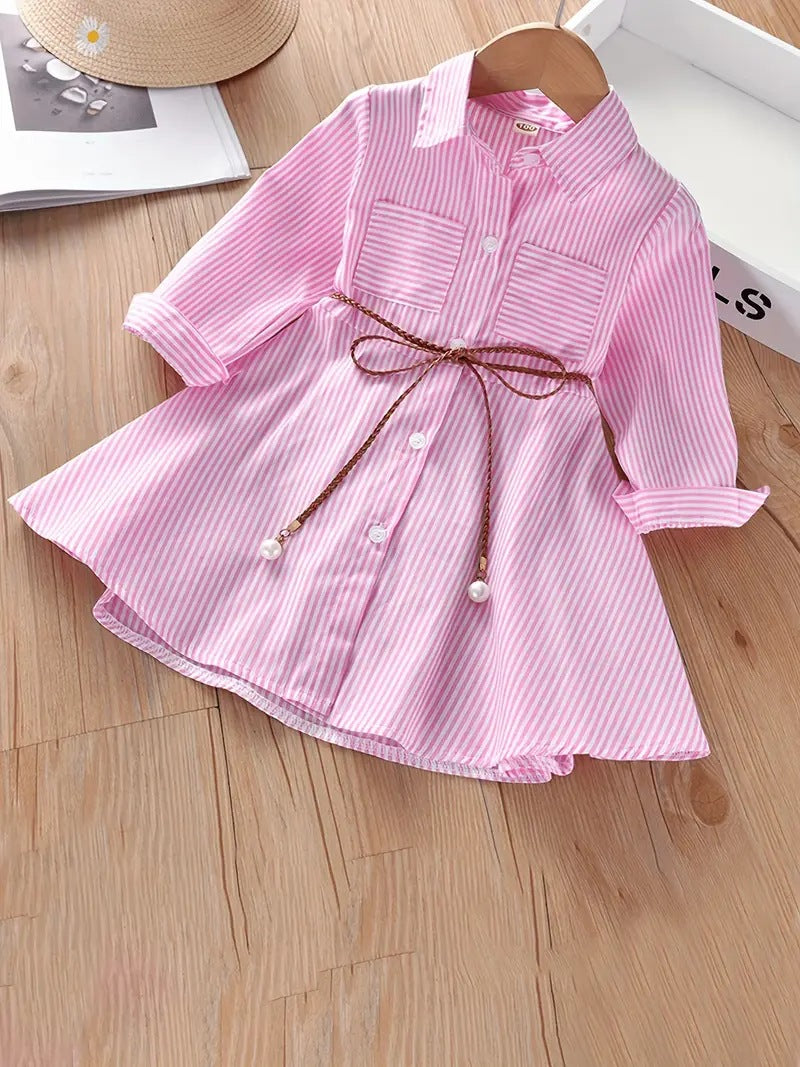 Children's Summer Shirt Fashionable Skirt Korean Style Striped Children's Dress