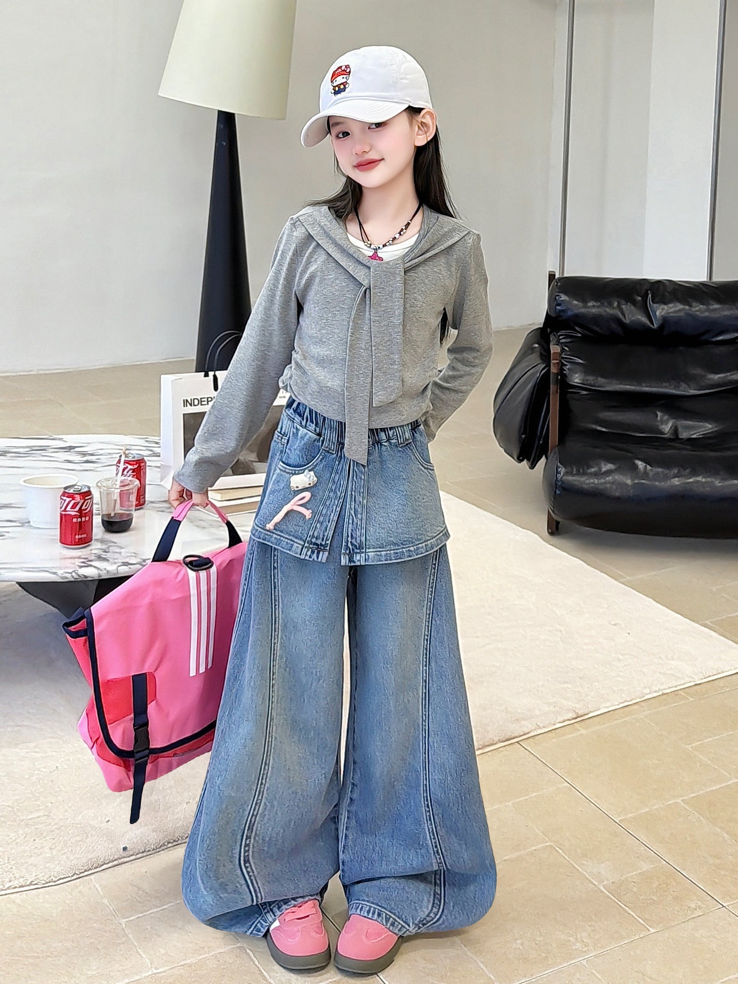 Children's Spring Korean Fashion Fake Two-piece Bottoming Children's Suit