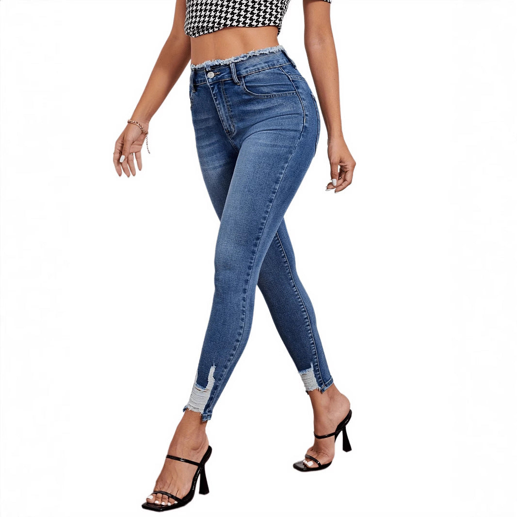 Women's Ripped Stretch Denim Skinny Slimming Hip Pants