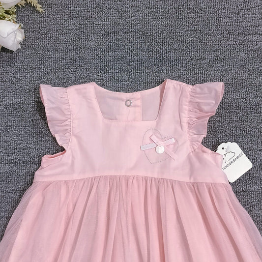 Original Pink Mesh Short-sleeved Summer Princess Children's Dress
