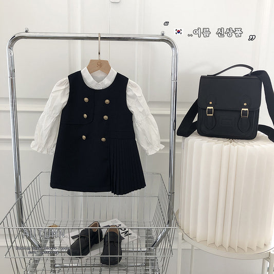 Children's Preppy Style Suit Sleeveless Vest Skirt Children's Dress