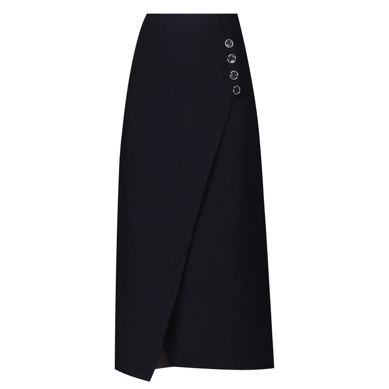High Waist Mid-length Irregular Split One-step A- Line Sheath Skirt