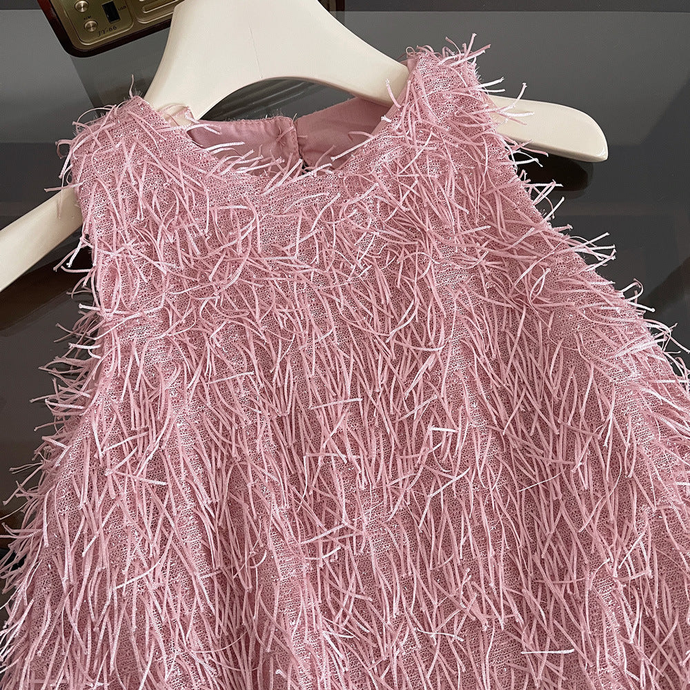 Women's Summer Korean Style Sleeveless Suspender Furry Children's Dress