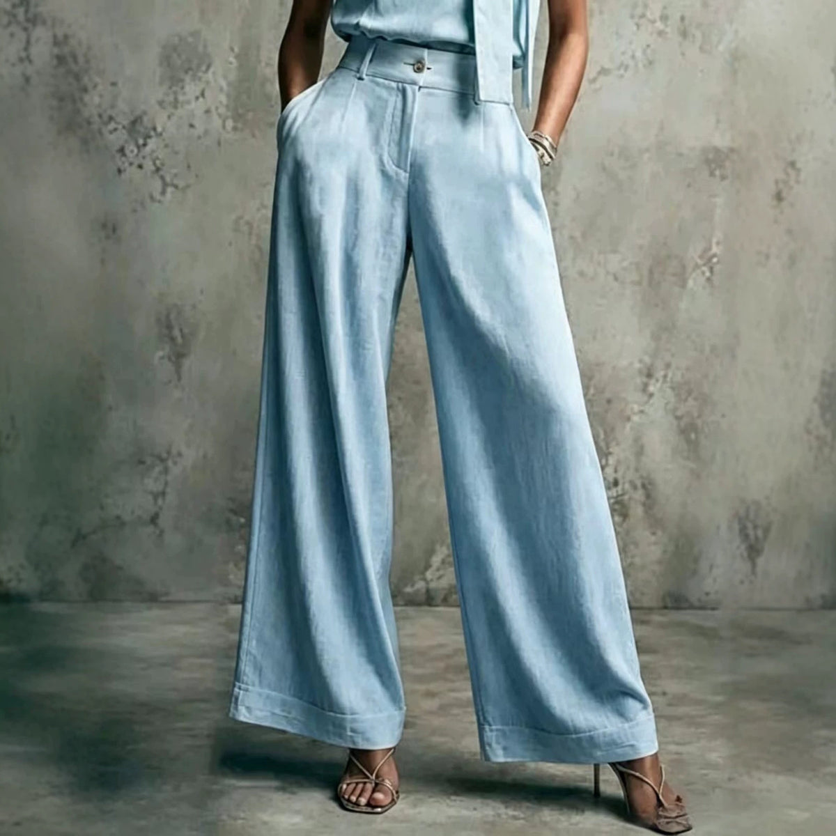 Women's Solid Color Wide Leg High Waist Loose Casual Pants