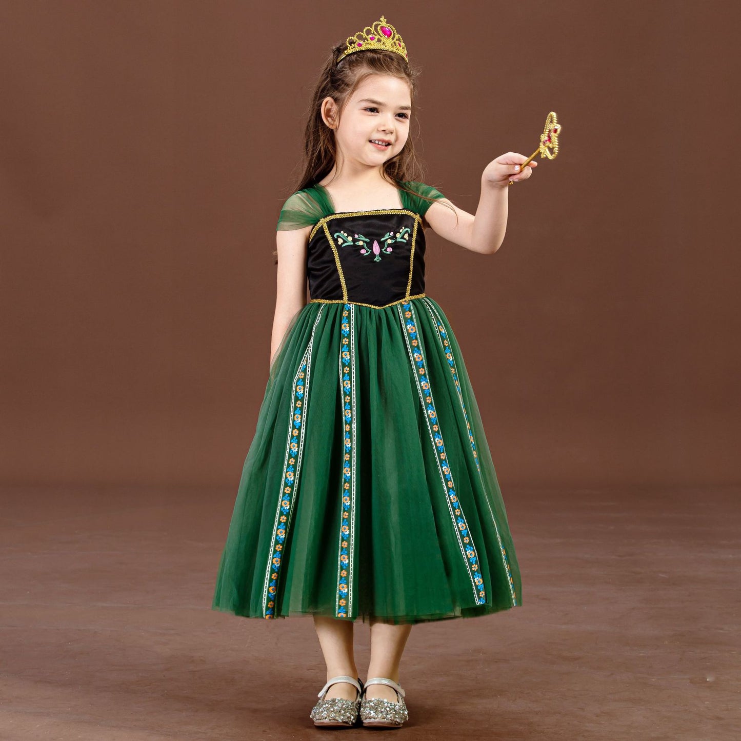 Frozen Anna Princess Short Sleeve Summer Tulle Skirt Children's Dress