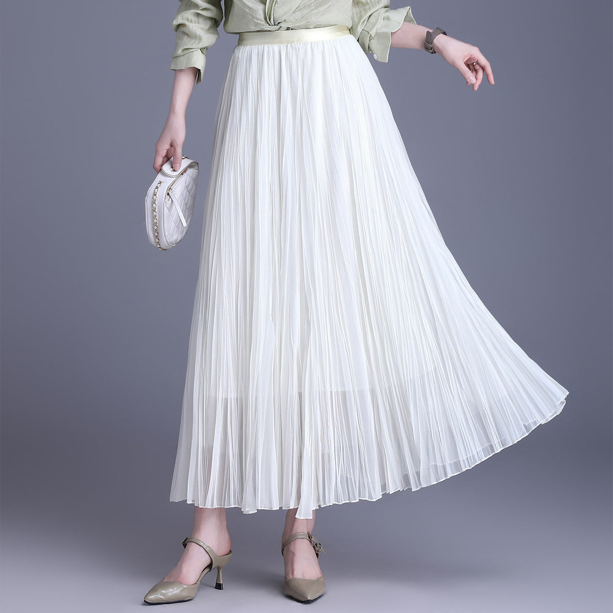 Draping Slim Fit A- Line Dress Long Skirts