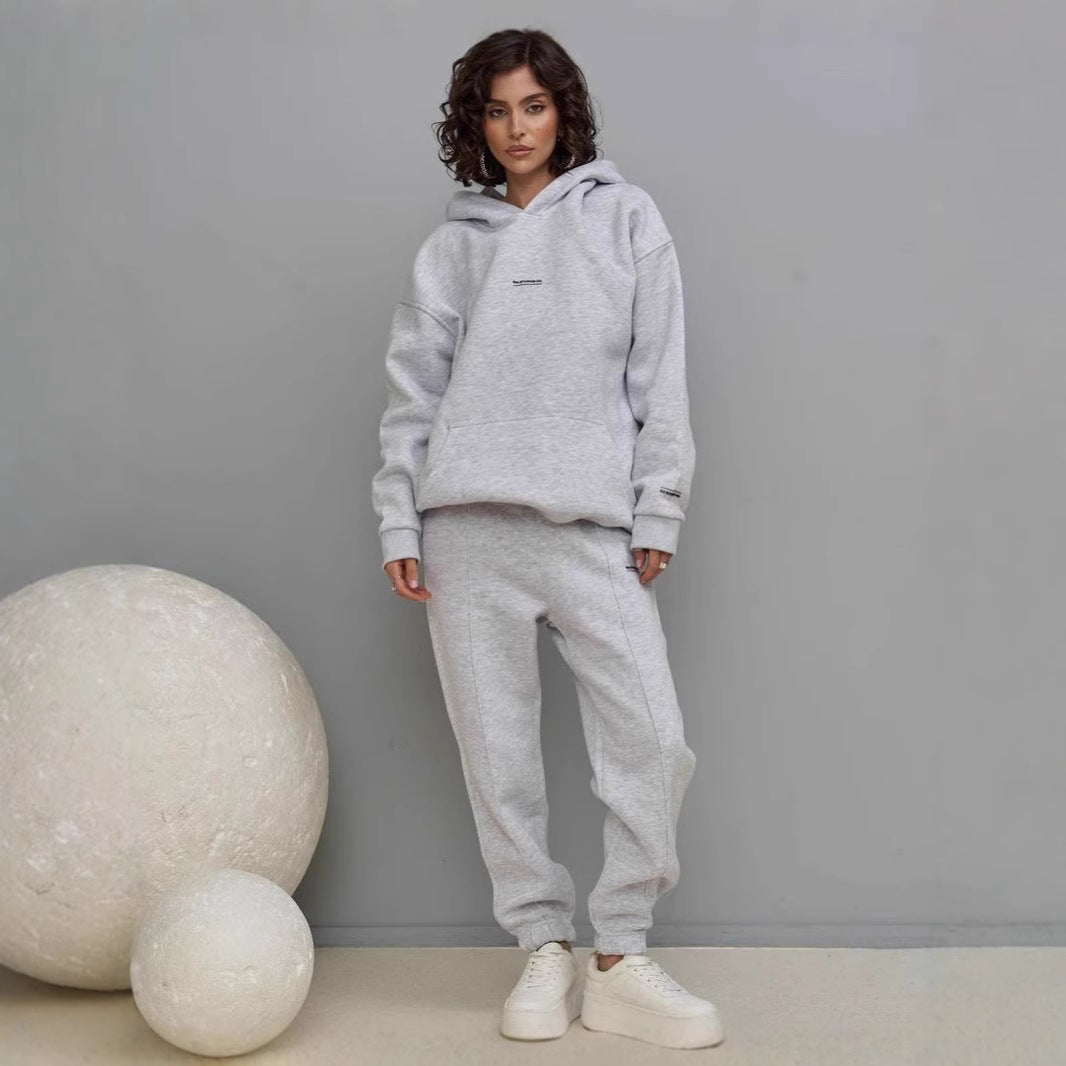 Durable Hooded Printed High Sports Trousers Sweaters