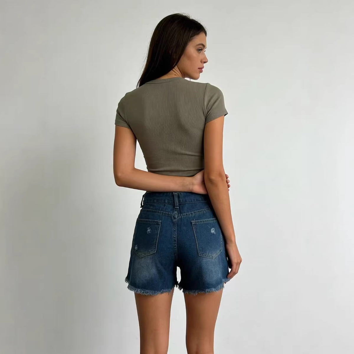 Women's High Quality Waist Slim Ripped Women's Jeans