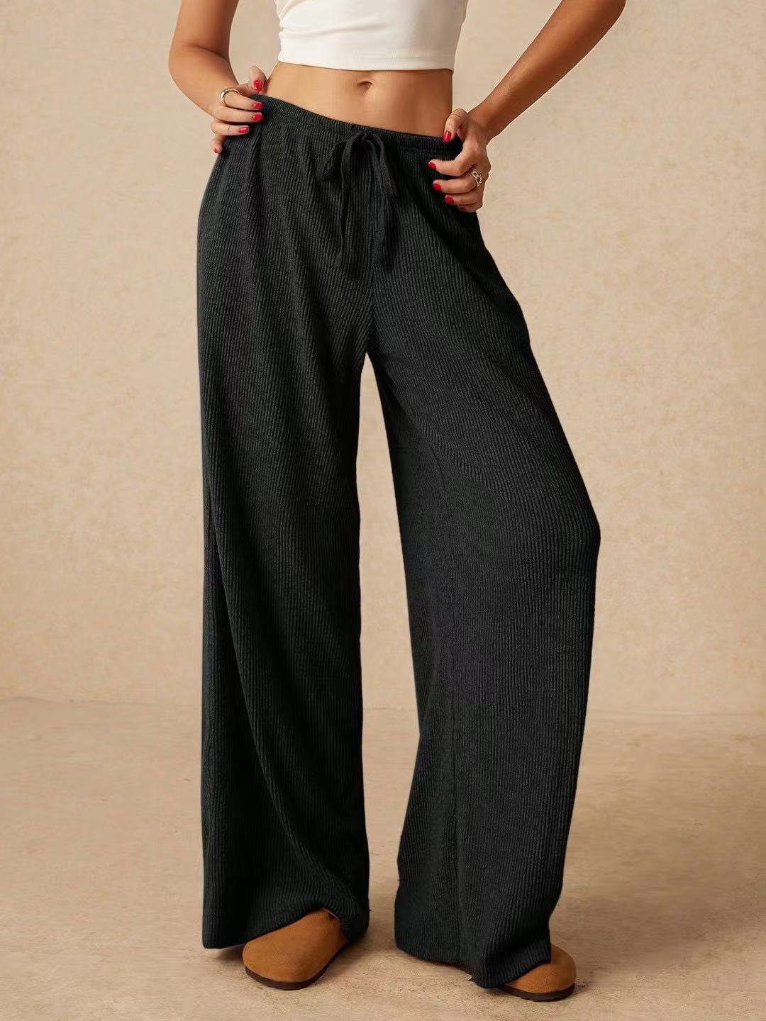 Women's Solid Color Mop Wide Leg High Waist Slimming For More Pants