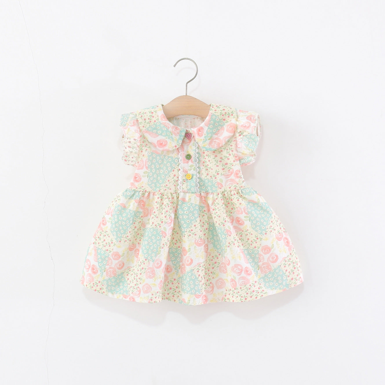 Children's Green Contrast Color Small Fresh Princess Children's Dress