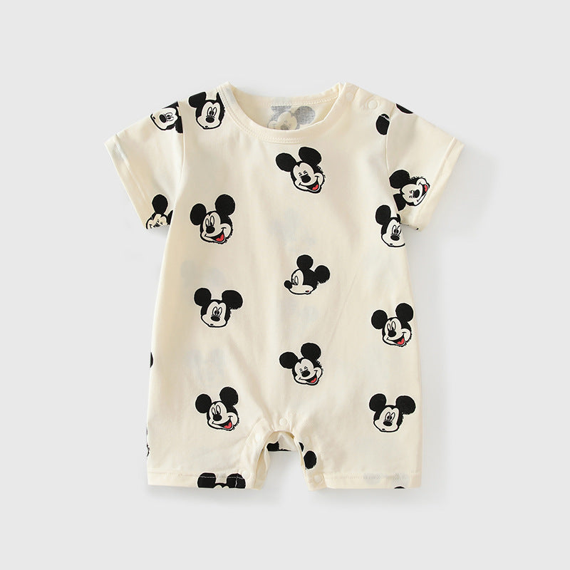 Jumpsuit Summer Boy Short Sleeve Full Printed Cartoon Pattern Breathable Jumpsuit, Climbing Suit