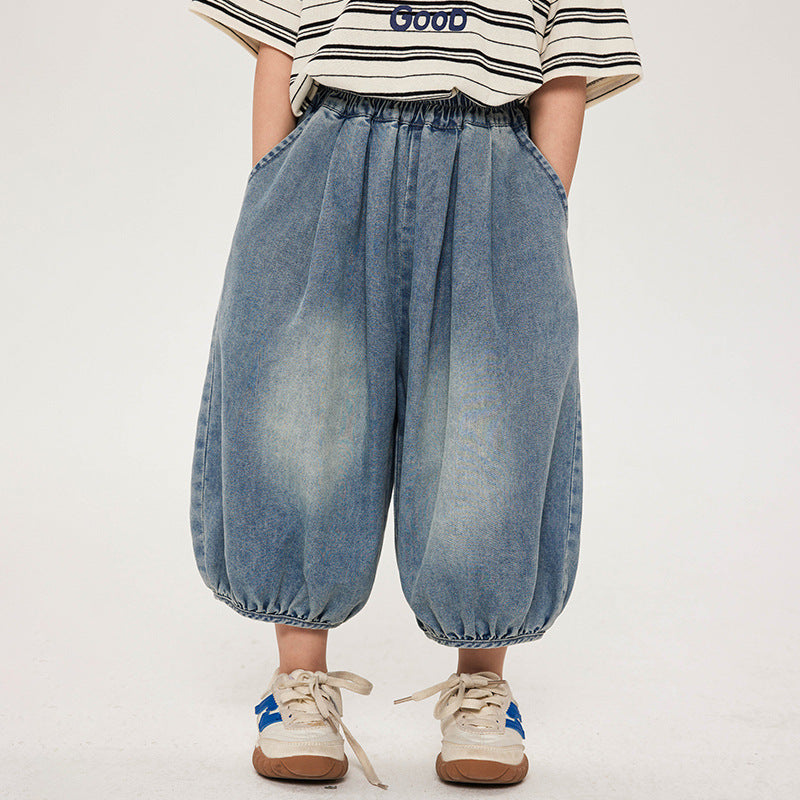 Children's Clothing Boy Summer Thin Jeans Bloomers Korean Children's Pants