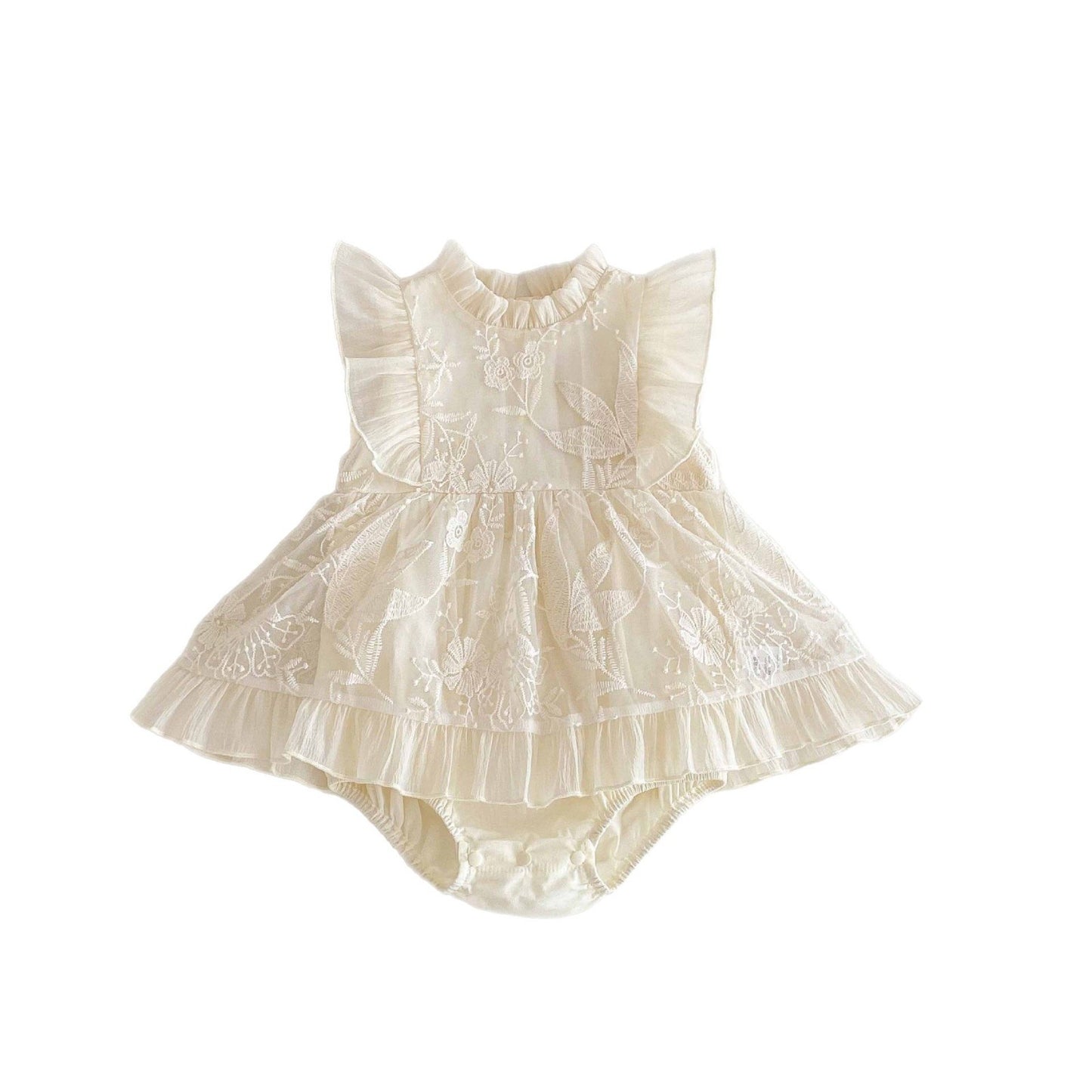 Year Old Celebration Dress Summer Fashion Mesh Flounced Sleeve Princess Jumpsuit, Climbing Suit
