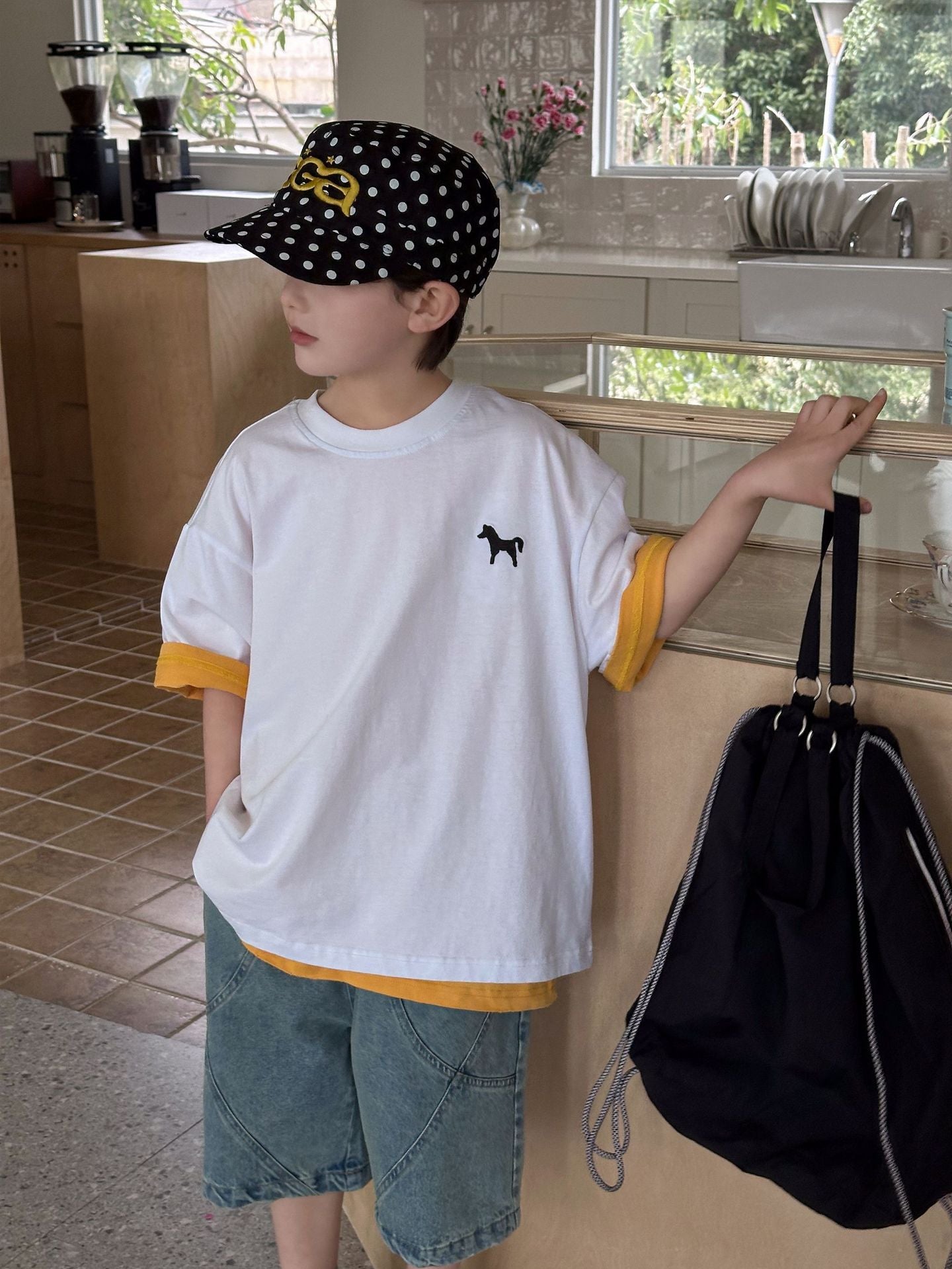 Children's Short-sleeved Summer Shirt Loose Cotton Crew Neck Casual Children's T-shirt