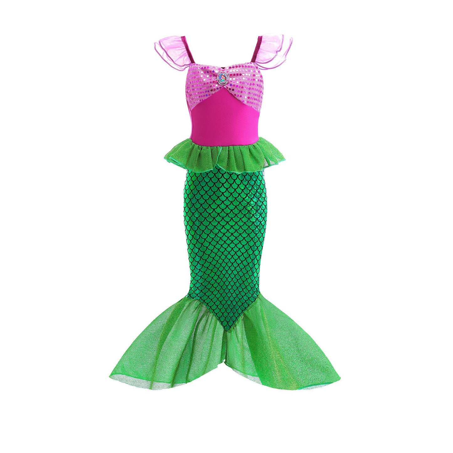 Children's Mermaid Princess Sequined Fishtail Performance With Suspenders Children's Dress
