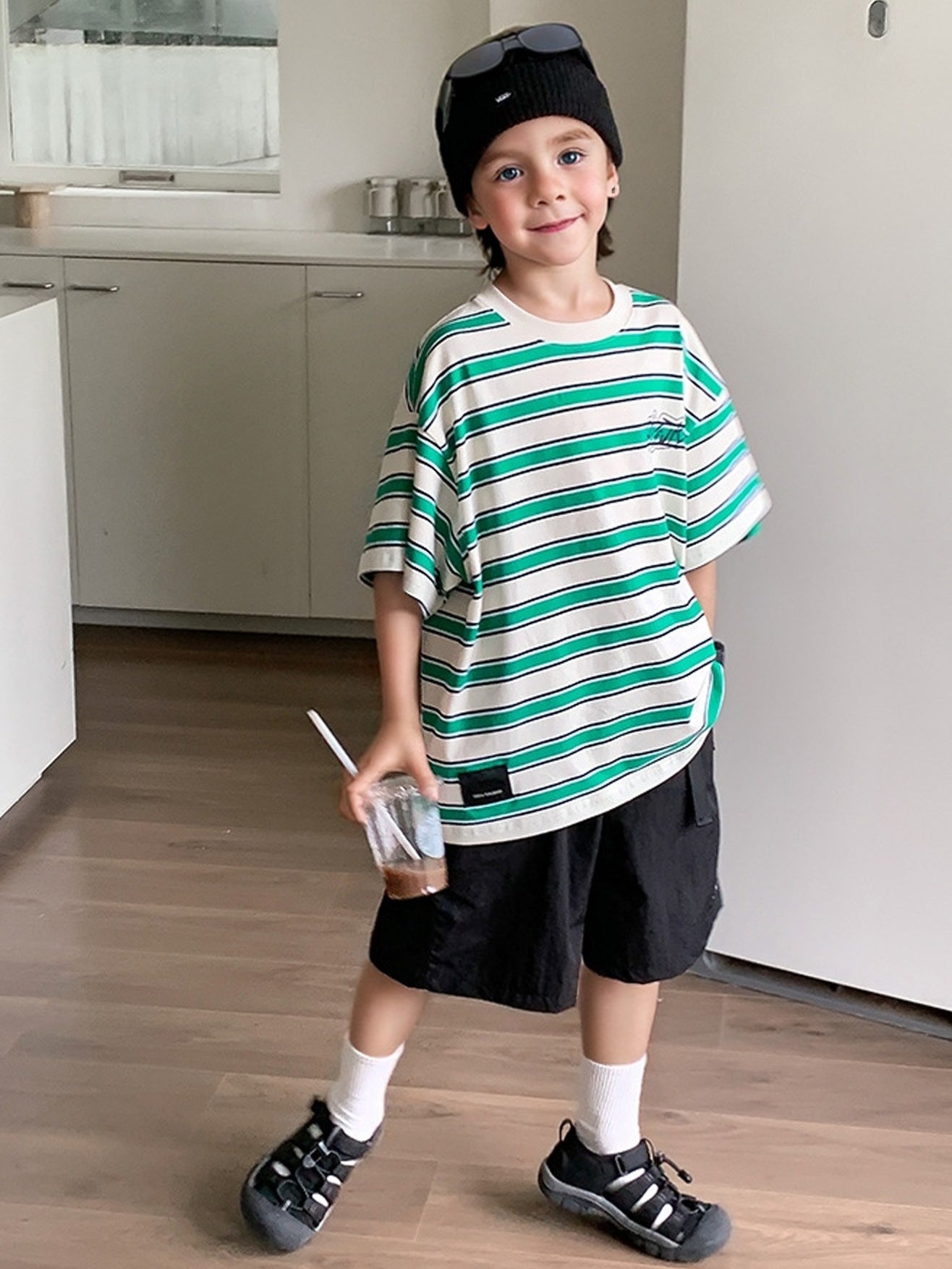 Short Sleeve Summer Striped Half Top Children's T-shirt