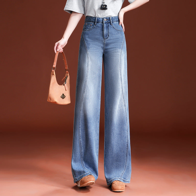 Women's Spring Slimming Denim Blue Narrow Cotton Micro Jeans