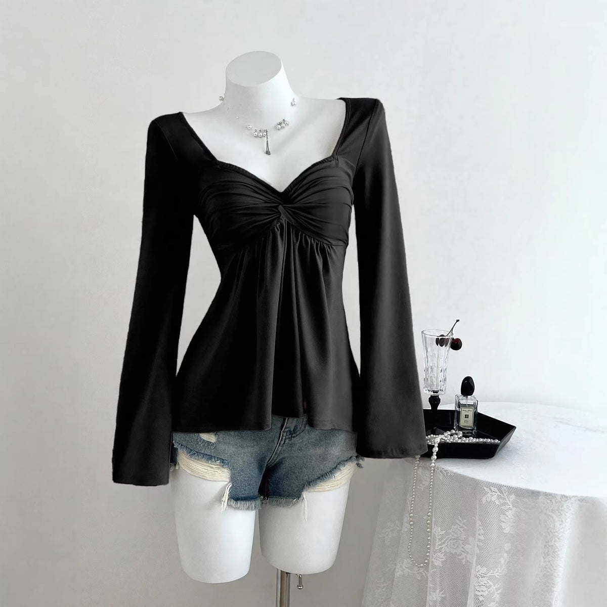 Women's Collar Long Sleeve Elegant Casual Solid Color Women's T-shirt