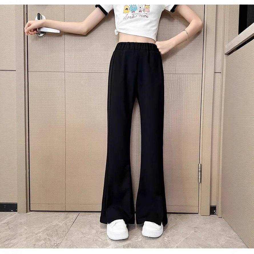 Summer Thin Clothes Wear Ice Silk Slim Fit Bootleg Children's Pants