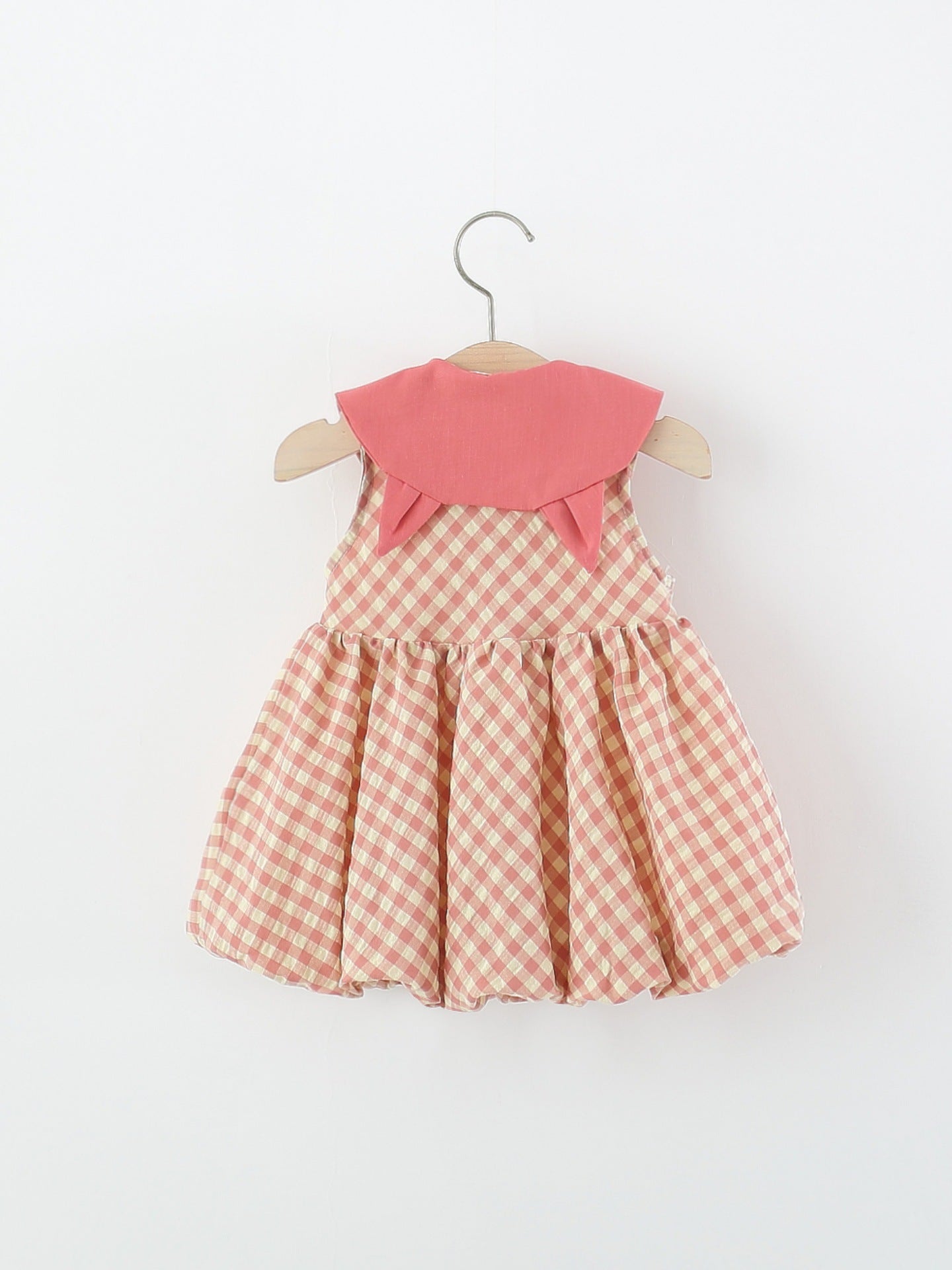 Children's Sleeveless One-piece Summer Cartoon Doll Collar Plaid Children's Dress
