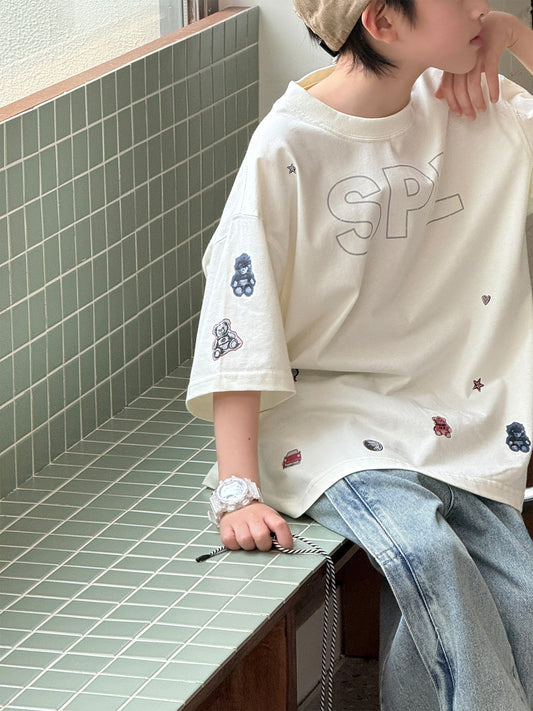 Children's Short-sleeved Summer Clothes Boys Fashion Childlike Colorful Pattern Comfortable Children's T-shirt
