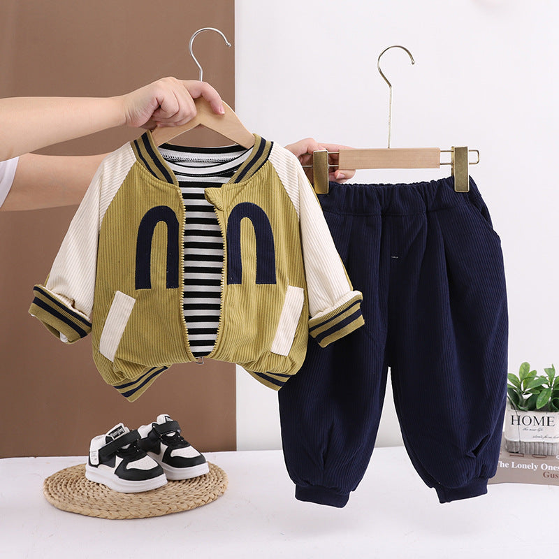 Autumn Fashion Clothes Large Letter Backpack Children's Suit