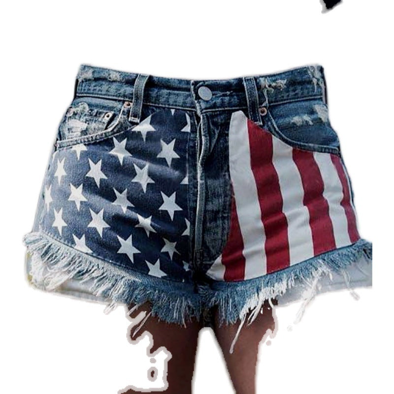Fashion Comfortable Women's Tassel Printed Denim Women's Jeans